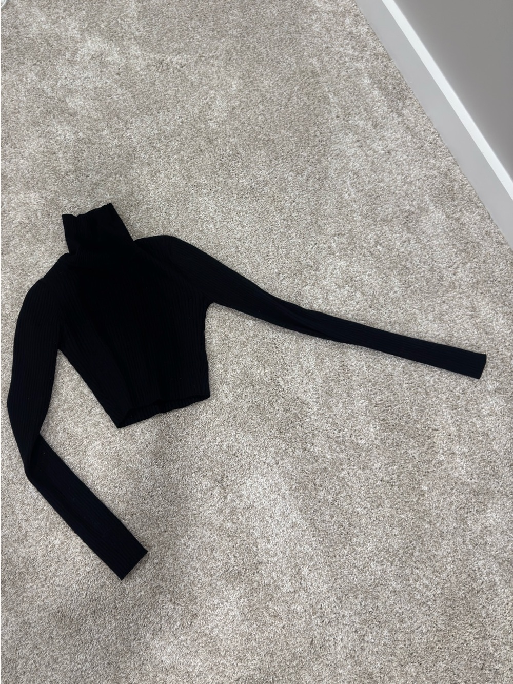 AKIRA Black Ribbed Turtleneck Crop Sweater